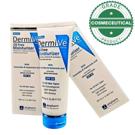 Dermive Oil Free Moisturizer Lotion With Ceramides And Hyaluronic Acid SPF 20 Broad Spectrum Sunscreen 100ml