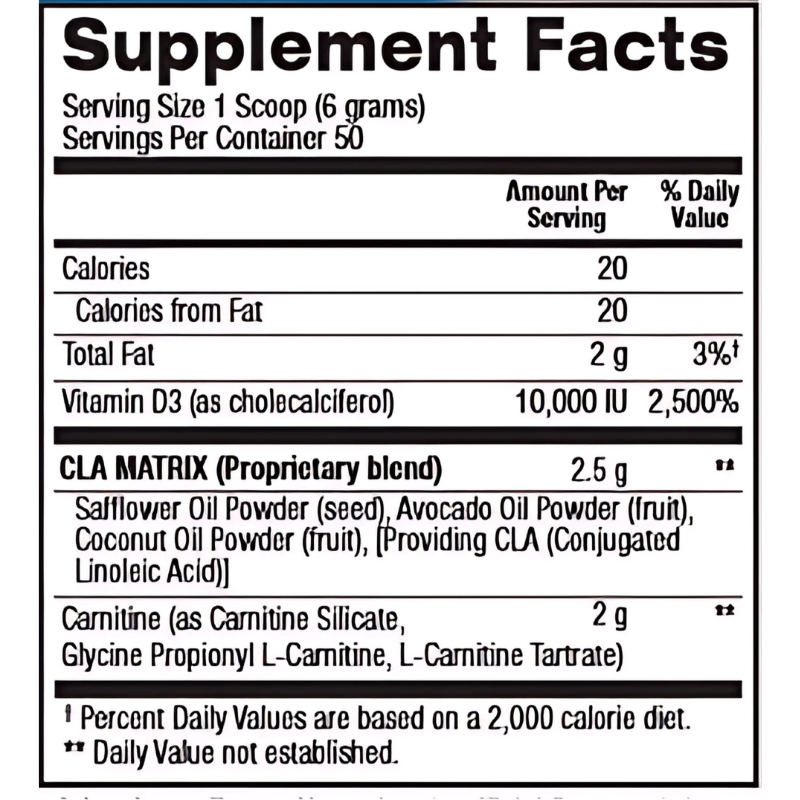 CLA+ Carnitine Nutritional Info