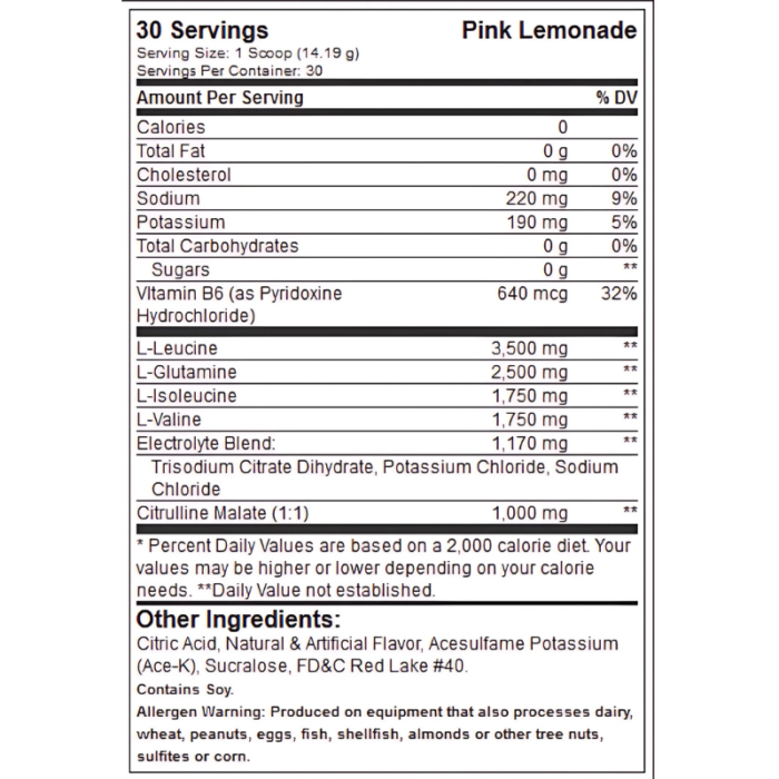 Xtend X The Original Nutritional Facts